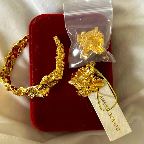 NWT Amber Sceats, gold overlay earrings and bracelet